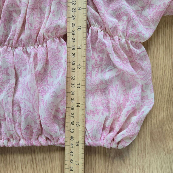 Blu Pepper Women's Peasant Blouse Medium Boho Semi-sheer Ruffle Floral Regency - Picture 10 of 10